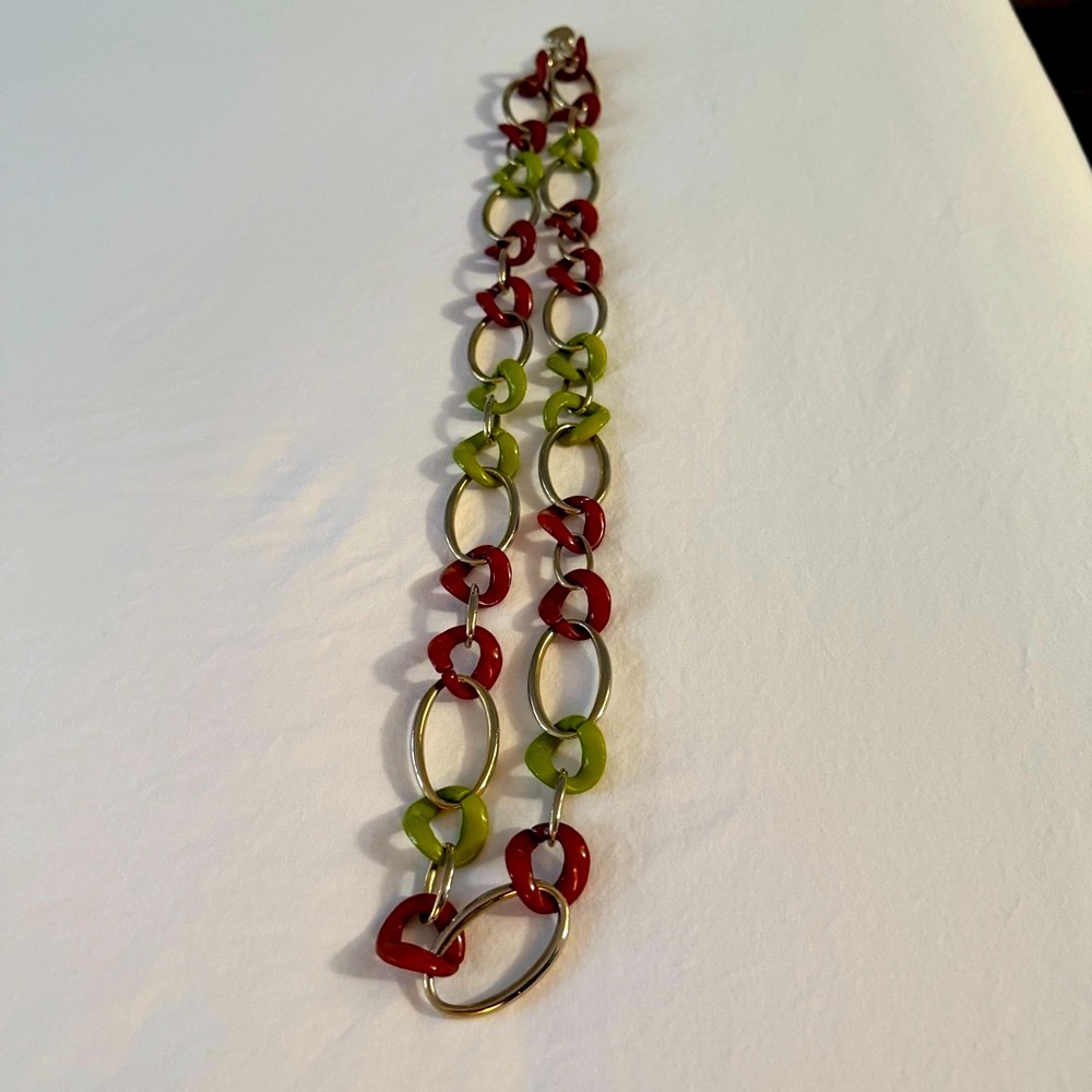 Betsey Johnson Vintage Green and Brown Chunky Necklace